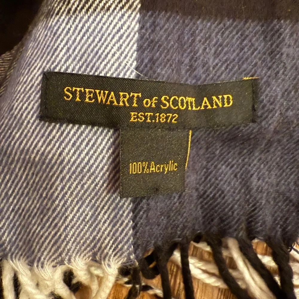 Plaid Fringe Scarf in Black Blue plaid tartan fisherman winter